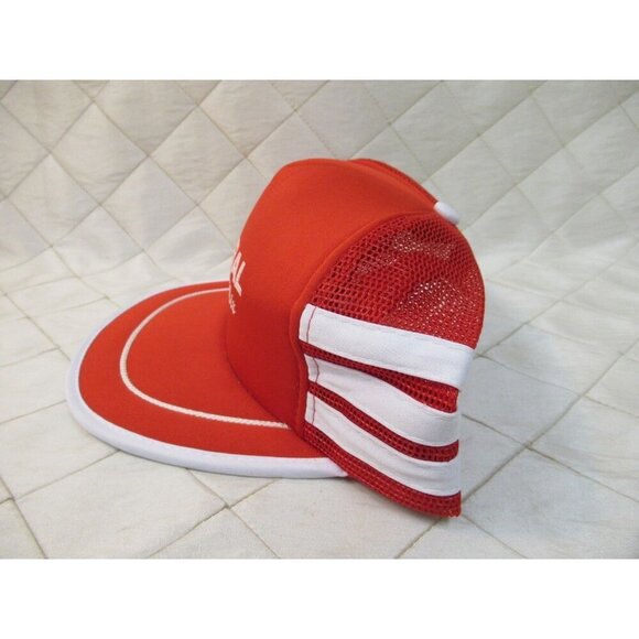 Central Ready Mix Trucker Hat 3 Stripe Snapback Red White Mesh Vtg Nylon 80s - Picture 3 of 7